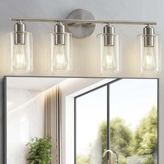 4-Light Bathroom Light Fixtures, Brushed Nickel Vanity Lights for Bathroom
