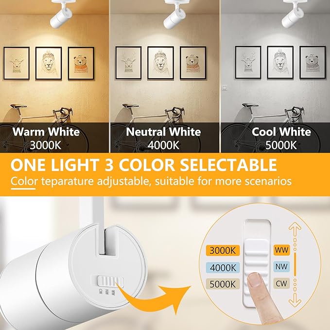 VANoopee 3-Color Zoomable Ceiling Spot Lights Indoor Flush Mount Adjustable LED Ceiling Spotlight Directional Light Fixture Dimmable Accent Light for Picture Art -CRI90 15-60° 10W 1000lm White