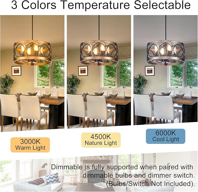 4-Light Semi Flush Mount Ceiling Light Fixture,17.71" Black Light Fixtures Ceiling Mount Kitchen Lighting Fixture Rustic Drum Chandelier Ceiling Haning Pendant Light Fixture