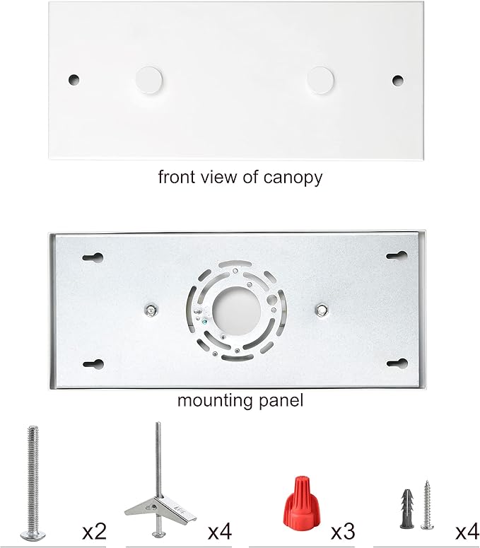 Two Pendant Light Linear Canopy Accessory Light Kit, 14 inch Flush Mount Cluster Canopy, Hanging 2 Lights with One Outlet Box for Kitchen Island, Mounting Hardware Included, Matte White…