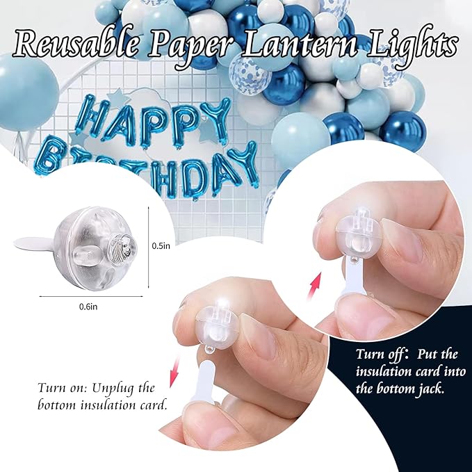 50pcs Balloon Lights Mini LED Lights Round Long Standby Time Ball Lamps for Paper Lantern Birthday Party Christmas Halloween Decoration White Plastic