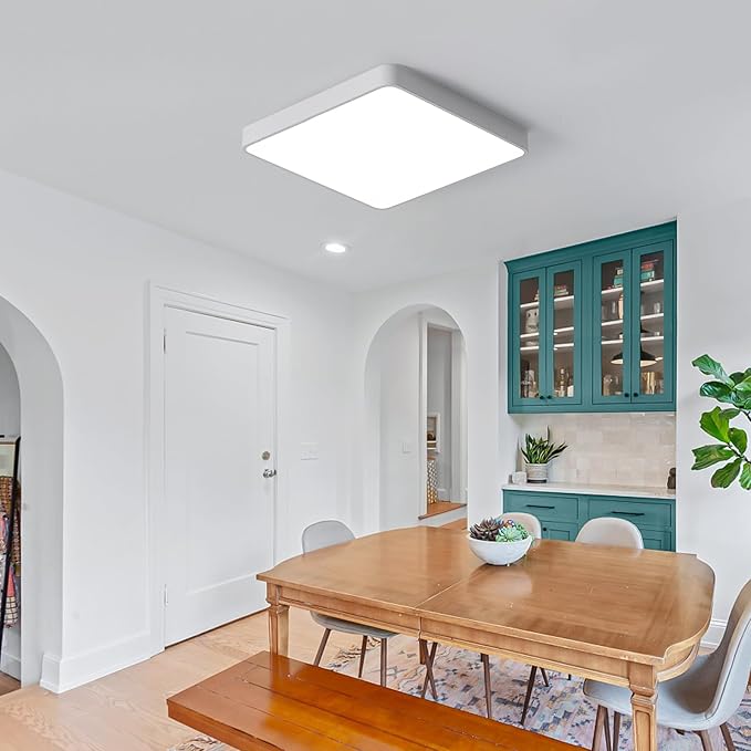 Ganeed 19.6 inch LED Ceiling Lights, 39W Square Flush Mount Day Light 6500K LED Ceiling Lamp, Energy Saving Light Fixture for Office Bedroom Kitchen Hallway Hotel, White