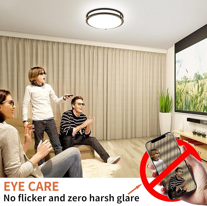 13Inch 36W Ceiling Light Fixture, 5CCT Adjustable 2700K 3000K 4000K 5000K 6500KLED Flush Mount Ceiling Mount Light, Dimmable Close to Ceiling Lighting for Bathroom Kitchen Stairwell Bedroom, Black