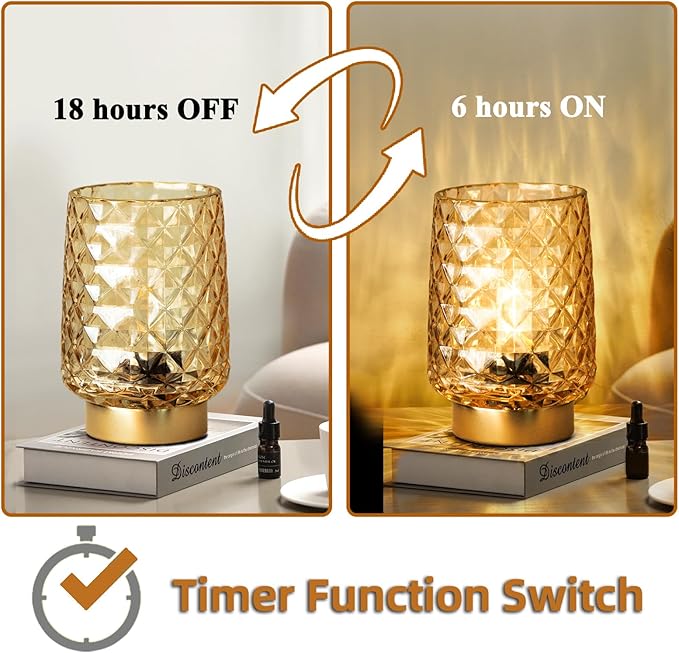 MJ PREMIER Battery Operated Lamp with Timer Small Cordless Lamps Cordless Table Lamp Beside Lamps Modern Touch Night Light for Home Decor, Bedside, Kitchen, Shelf, Hallway, Emergency, Gift Amber