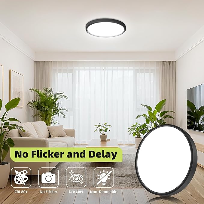 hepside 2PACK Flush Mount LED Ceiling Light Fixture 5CCT 9Inch 18W & 200W Equivalent Closet Light Fixture,Small Round Slim Surface Ceiling Lamp for Hallway,Bathroom,Bedroom,Kitchen,Interior