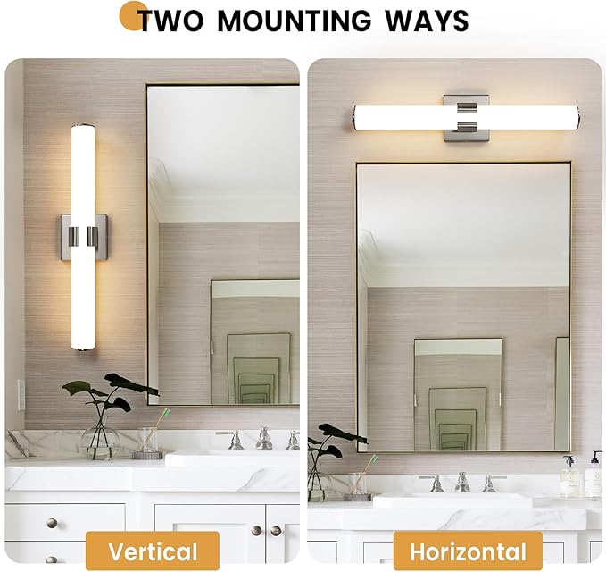 AIJIASI Brushed Nickel Vanity Lights for Bathroom - 22 Inch Bathroom Light Fixtures Over Mirror with Acrylic Shade, 18W LED Modern Vanity Lighting Fixtures Wall Sconce 3000K