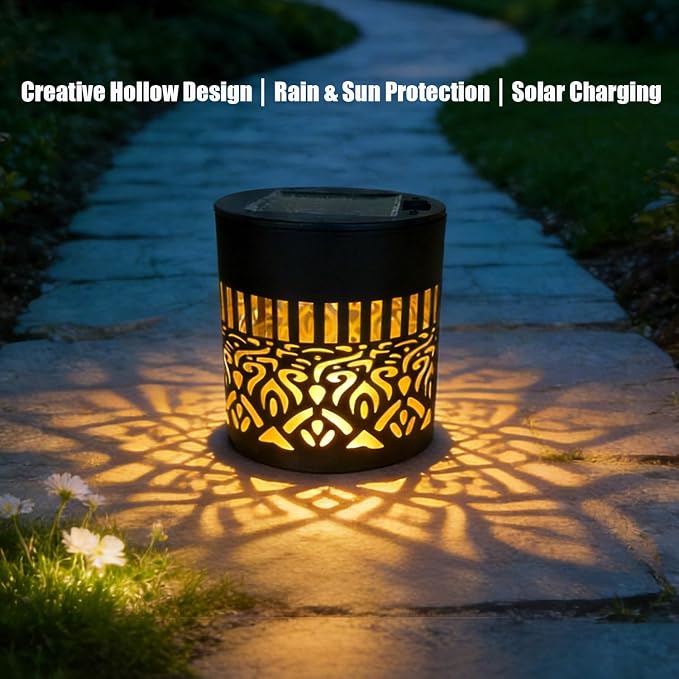 2 Pack Solar Fence Mandala Lights, Solar Wall Lights Projector, Decorative Solar Lights Outdoor, Waterproof Solar Mandala Deck Step Lights for Garden Patio Post Backyard Yard (Mandala-2 Pack, Warm)
