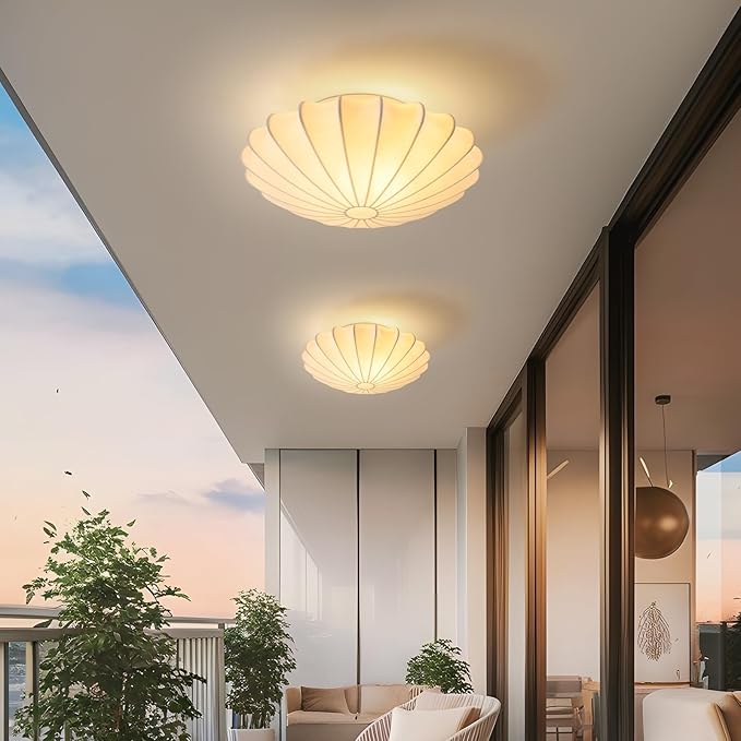 ziidoo 3-Light Semi Flush Mount Ceiling Light,19.7in White Imitation Silk Wabi Sabi Round Lantern 3000K Modern Close to Ceiling Light fixtures for Bedroom Living Room Entryway Hallway