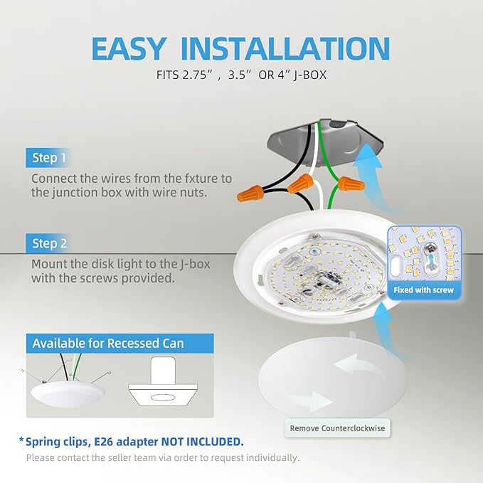 ECOELER 6" Flush Mount Ceiling Light, LED Dimmable Recessed Can Lights, 16.5W 4000K Cool White 1100Lm, Low Profile Disc Downlight Installs into J-Box or Recessed Can, ETL & FCC Listed, 6 Pack