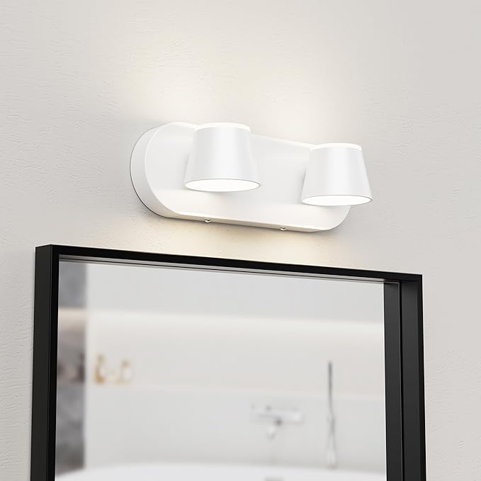 URSOLA 2 Light Bathroom Vanity Light LED White Wall Light Fixtures Up and Down Rotatable Dimmable 13 inch Bathroom Lighting