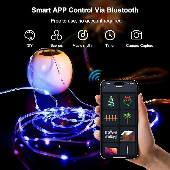 Super RGB Smart Fairy Lights 16.4Ft 50LEDs, Color Changing String Lights with Remote & App Control, RGB-IC Multicolor DIY Twinkle Lights for Bedroom, Birthday, Party, Indoor Holiday Decor