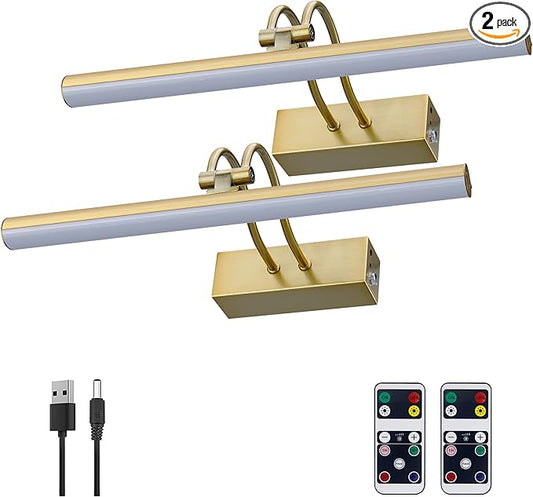 RAIFOOLLY Picture Light, Picture Lights for Wall Cordless, 13inch Picture Lights with Timer and Dimmable, 5000mAh Battery Wall Lights for Display Gallery Painting Art Frame Portrait - Copper
