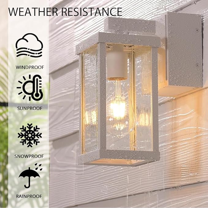 Dusk to Dawn Porch Lights with GFCI Outlets Waterproof Outdoor Wall Lights Exterior Lighting Fixtures Modern Outside Lights Wall Mount for House Patio Garage,White,11.8''H, 2 PC