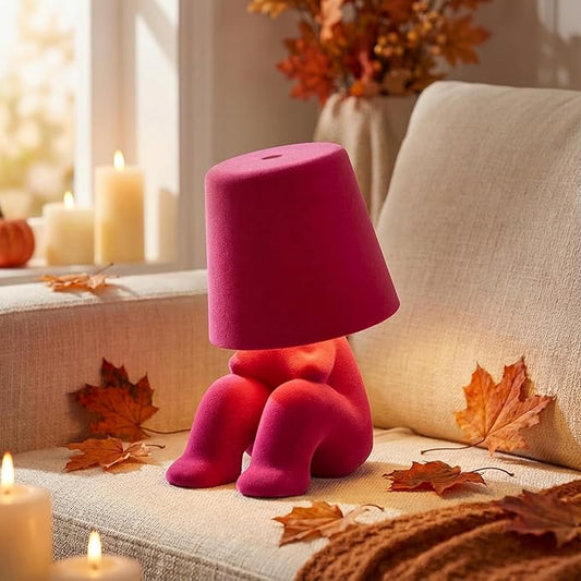 Bedside Touch Control Table Lamp, Golden Decor Thinker Statue LED Table Lamp with USB Port, 3 Way Dimmable Modern Night Light Nightstand Lamp for Home Living Room Office Shelf Decor (Pink-H)