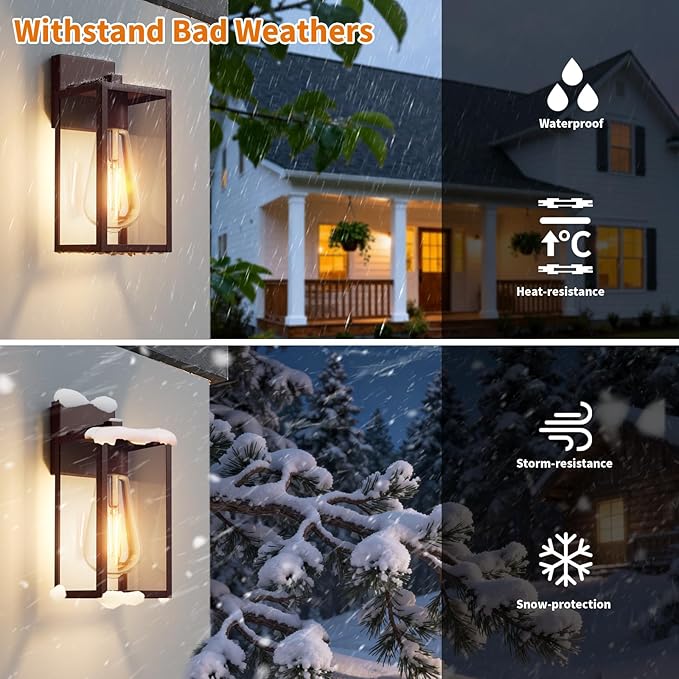 13'' Oil Rubbed Bronze Outdoor Light Fixtures Wall Mount, Large Front Porch Lights, Sensor Exterior Wall Sconce, Waterproof Lantern Lamp,Outside Coach Light for House,Garage,Yard