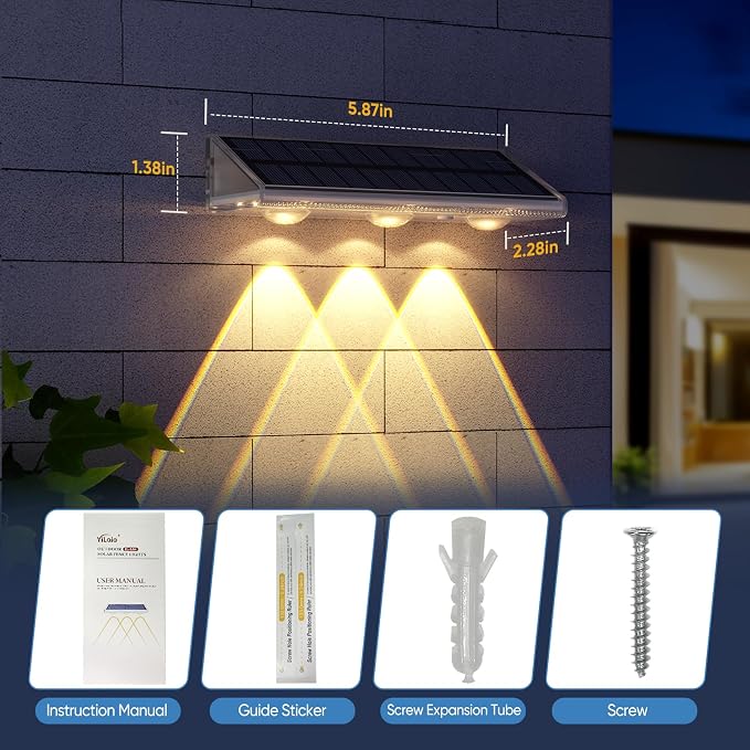 YiLaie Solar Fence Lights Outdoor with IP67 Waterproof, RGB Multi Color & Dusk to Dawn Auto ON/Off Solar Power Wall Mount Solar Lights for Outside Fence Wall Deck Gate (6 Pack)