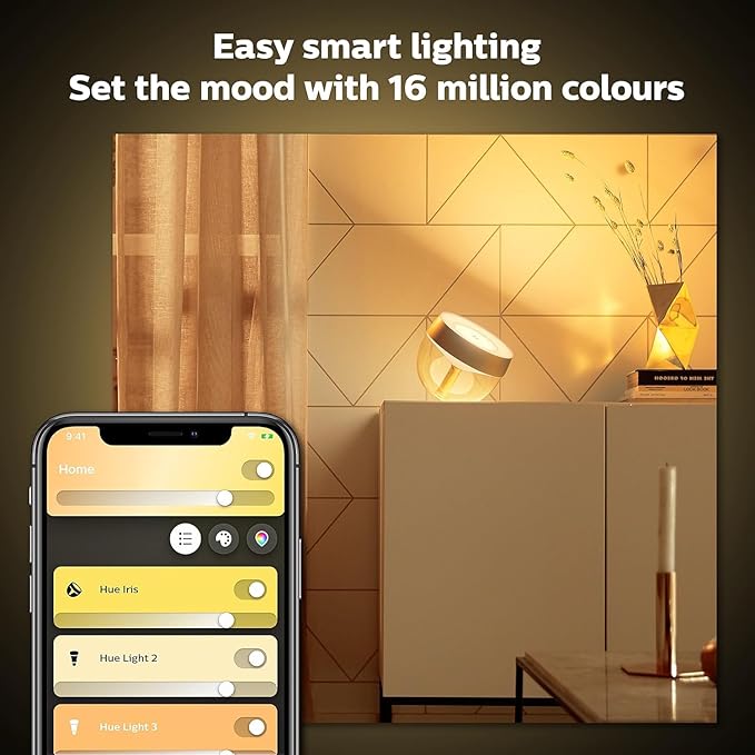 Philips Hue Iris Smart Table Lamp, Gold - White and Color Ambiance LED Color-Changing Light - 1 Pack - Control with Hue App - Compatible with Alexa, Google Assistant, and Apple Homekit