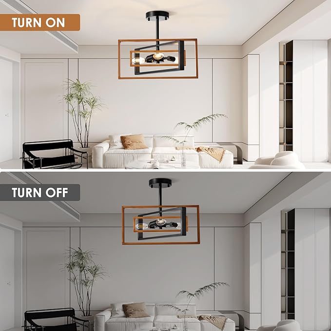 Ceiling Light,3-Light Industrial Flush Mount Ceiling Light,Rotatable Metal Frame Ceiling Light Fixture, Farmhouse Kitchen Lighting Fixtures Ceiling,Dining Room Light Fixture,Living Room,Bedroom