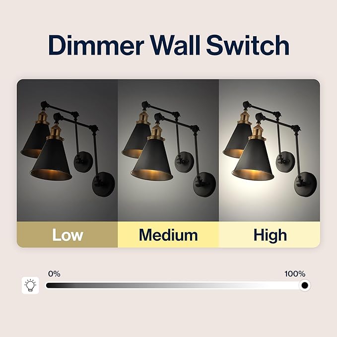 JONATHAN Y 7" Black/Brass Gold Classic Industrial Metal Adjustable Arm LED Wall Sconce for Bedside Reading, Farmhouse Swing Arm Wall Lamp with Metal Shade, Hardwired (JYL7462A-SET2)