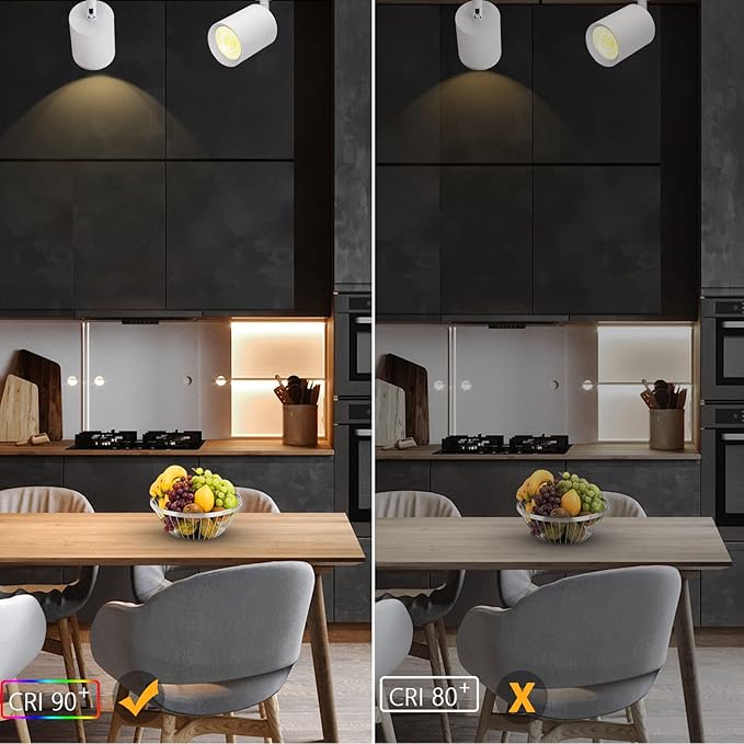 VANoopee Flush Mount LED Ceiling Spotlight Dimmable Adjustable Spotlight Directional Spot Lights Indoor Bright Can Accent Fixture for Living Room - CRI90 Flicker Free 10W 800lm 3000K White 2 Pack