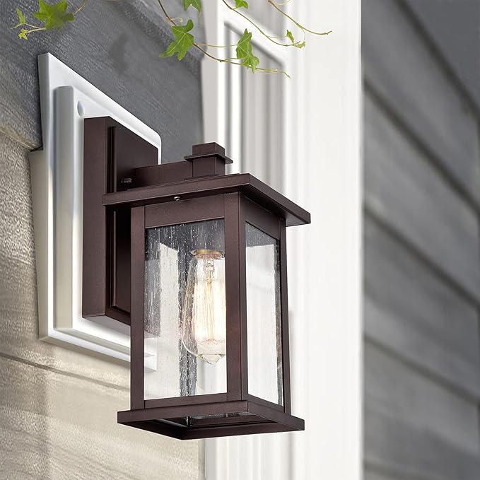 MICSIU 2-Pack Bronze Outdoor Wall Light, 12.25" Anti-Rust Sconce, No Assembly Required, 100W Max Exterior Fixture for Front Door, Garage, Patio, Yard, Deck