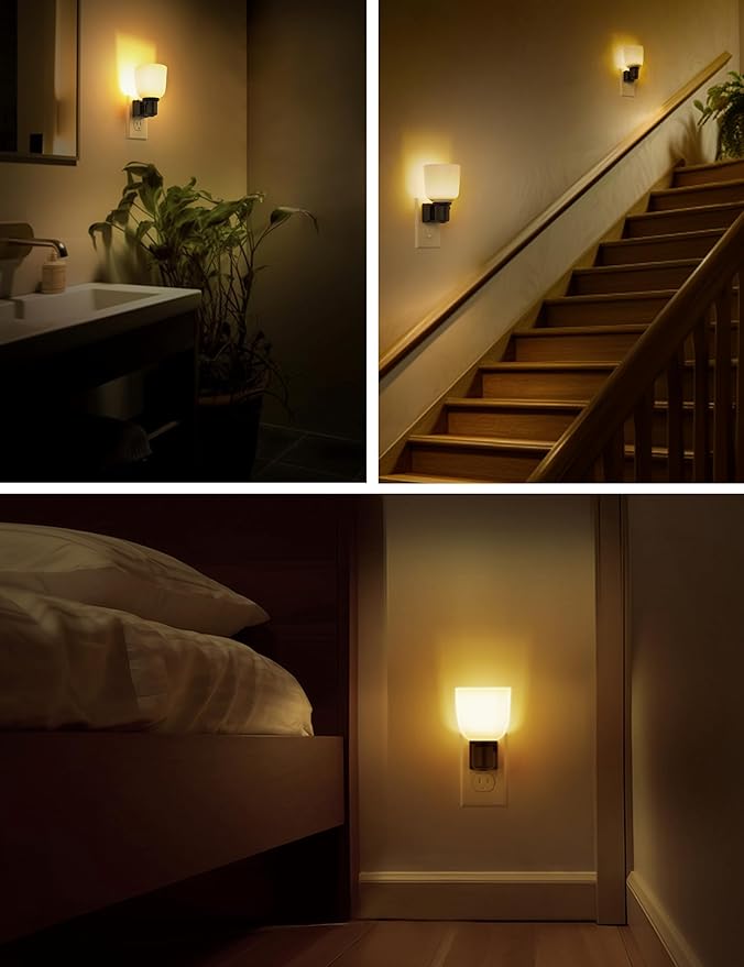 L LOHAS LED Night Lights Plug into Wall, Vintage Plug in Night Light, Dusk to Dawn Sensor,3000K Soft White, Dimmable 0-100LM, Rustic Farmhouse Nightlight for Bedroom,Bathroom,Stairs,Hallway