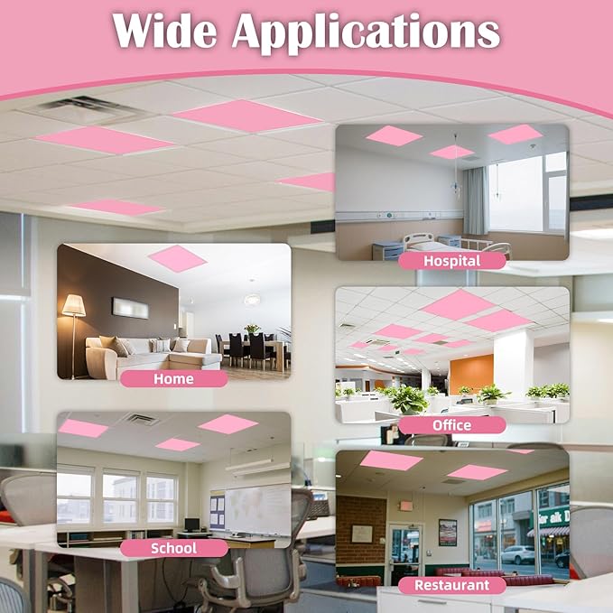 ANGSYLTH 2 x 2 Feet Fluorescent Light Covers - 4 Pcs Covers for Ceiling Lights, Magnetic Light Filters for Classroom, Office, Hospitals, Home (Light Pink)