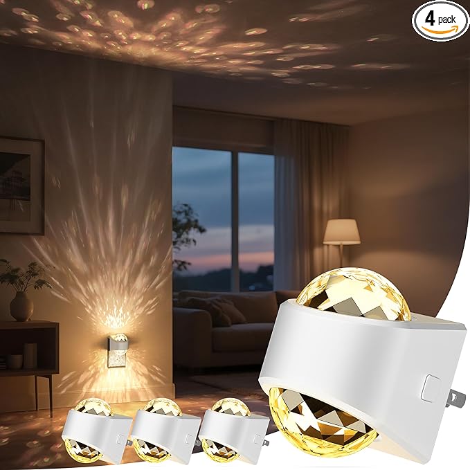 Briignite Night Light, [4 Pack] Night Lights Plug into Wall, LED Projector Night Light, Soft White for Bedroom, Dimmable Brightness Dusk to Dawn Nightlight for Kids, Bathroom, Home Decor, Gaming Room