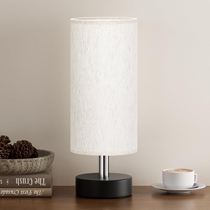 PartageiZ Small Table Lamp for Bedroom - Bedside Lamps for Night Stands, Minimalist Nightstand Light Lamp, Desk Lamps for Living Room, Office, Dorm