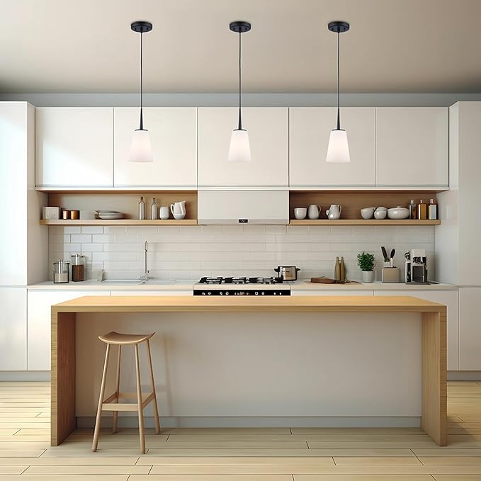 Montgomery 1-Light Pendant Light | Black Finish with White Frosted Glass Shade | Adjustable Hanging Height to 82.75" | Uses E26 Medium Base Bulb (Black, Pendant)