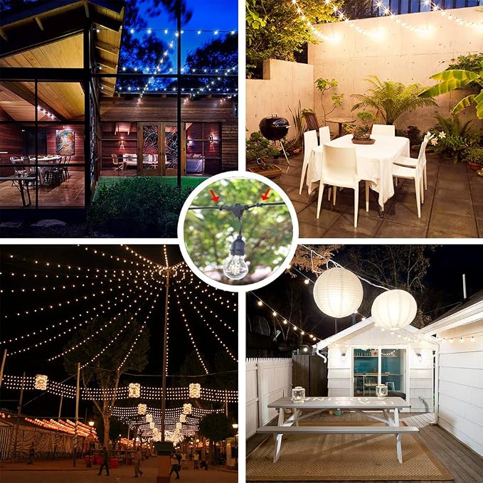 Outdoor Lights Hanging Kit,Globe String Light Suspension Kit,100FT Black Vinyl-Coated 304 Stainless Steel Guide Wire Cable,Include Wire Rope Tension Turnbuckle and Eye Hooks