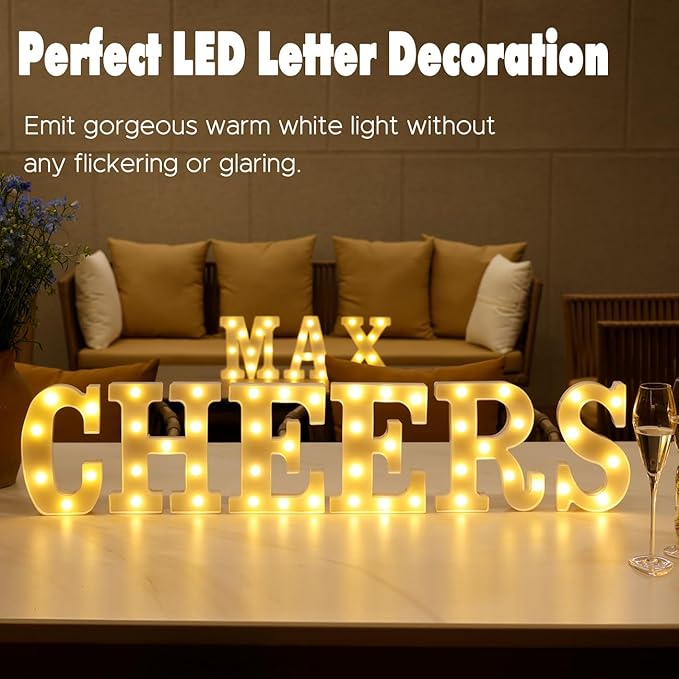 DyingSwan Small Led Marquee Letters, Light Up Letters, 8.58 Inch Led Letter Lights, Battery Powered Lighted Sign for Table, Party, Birthday, Christmas Decor (Letter E)