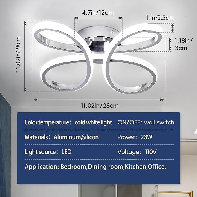 ADISUN Modern LED Ceiling Light, 6000K Semi Flush Mount Ceiling Light Fixture, Modern Lamp for Hallway Bedroom Corridor Aisle Bathroom(L14.56*W14.56*H2.4)
