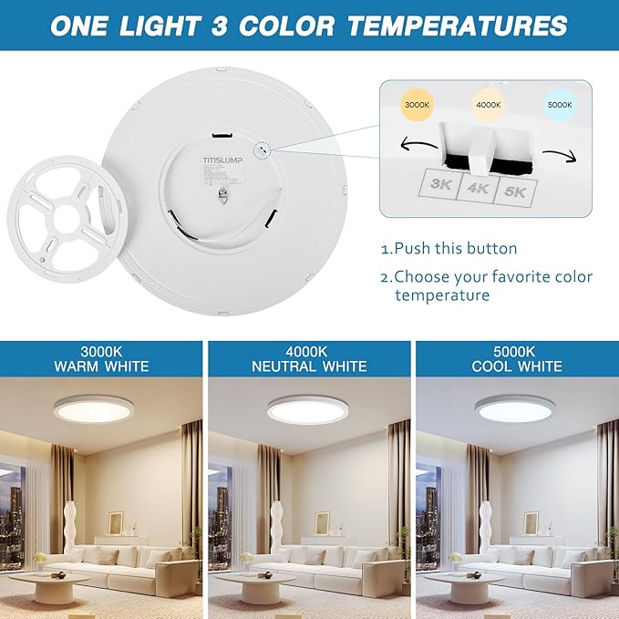 15.8 Inch Dimmable Large LED Flush Mount Ceiling Light 2 Pack, Low Profile Ceiling Light with 3 CCT (3000K/4000K/5000K), 5%-100% Dimming, Ultra-Thin 0.8", 32W 3200LM for Bedroom, Kitchen & Office