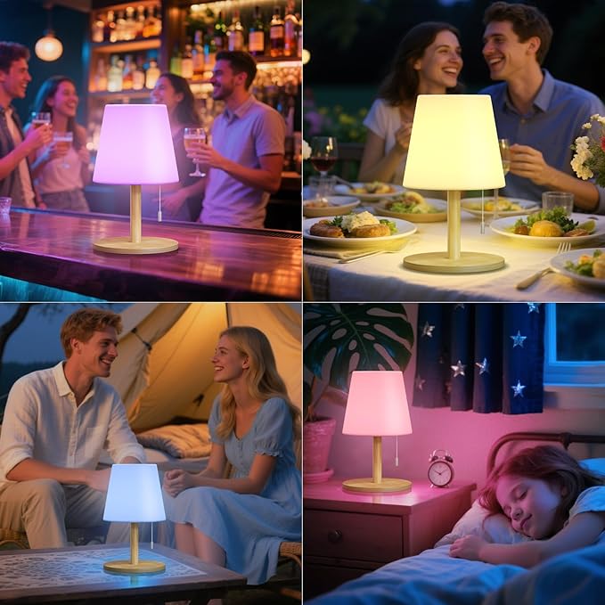 uuffoo Shower Lamp Waterproof 8 Colors, Shower Light Rechargeable Cordless Battery Operated, LED Outdoor Table Lamps Dimmable Portable for Indoor Outdoor Bathroom Home Patio (Bamboo)