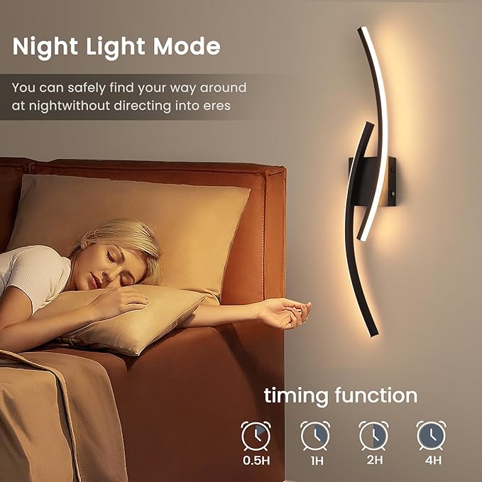 15000mAh Battery Operated Wall Sconce,Black Wall Sconces with Remote Control,3000K-6000K Modern LED Wireless Wall Light for Living Room, Hallway, Bedroom, 39.3 Inch