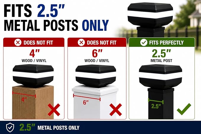 4 Pack Solar Post Cap Lights for 2.5x2.5 inch Aluminum, Metal, and Garden/Pool Fences, Warm/Cool White, and Selectable RGB Colors with Built-in Color-Changing Holiday/Party Mode! (2.5"x2.5")