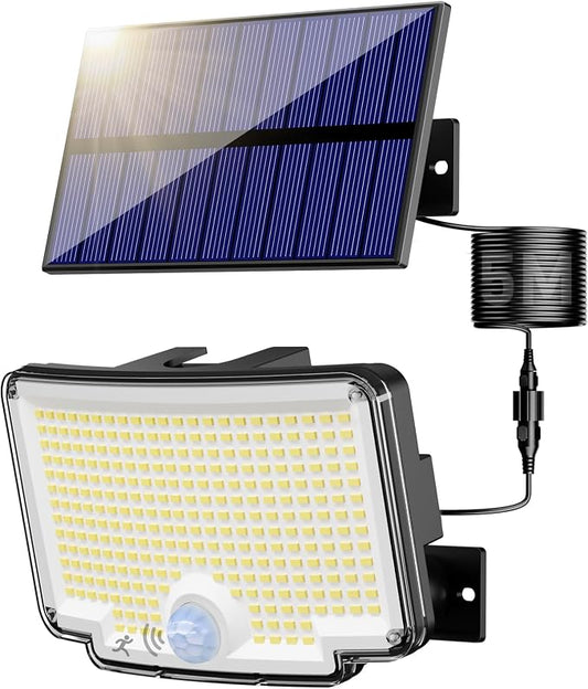 Peasur Solar Motion Lights Outdoor, 318 LED Solar Security Light with 3 Modes, IP65 Waterproof Powered Flood Lights for Outside Garden Patio Garage Yard Backyard