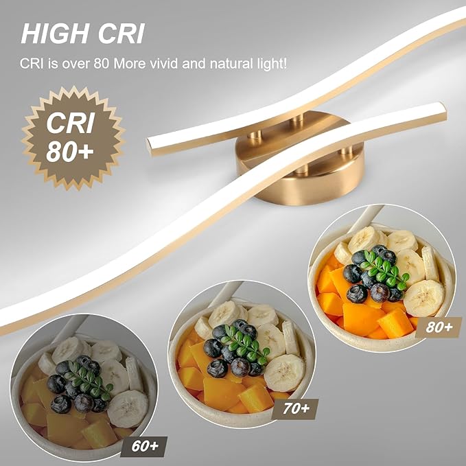 28W Gold Linear Ceiling Light Gold Modern LED Ceiling Light Fixture 6000K Aluminum 39.37Inch Long Ceiling Lamp for Hallway, Kitchen, Bedroom, Dining Room