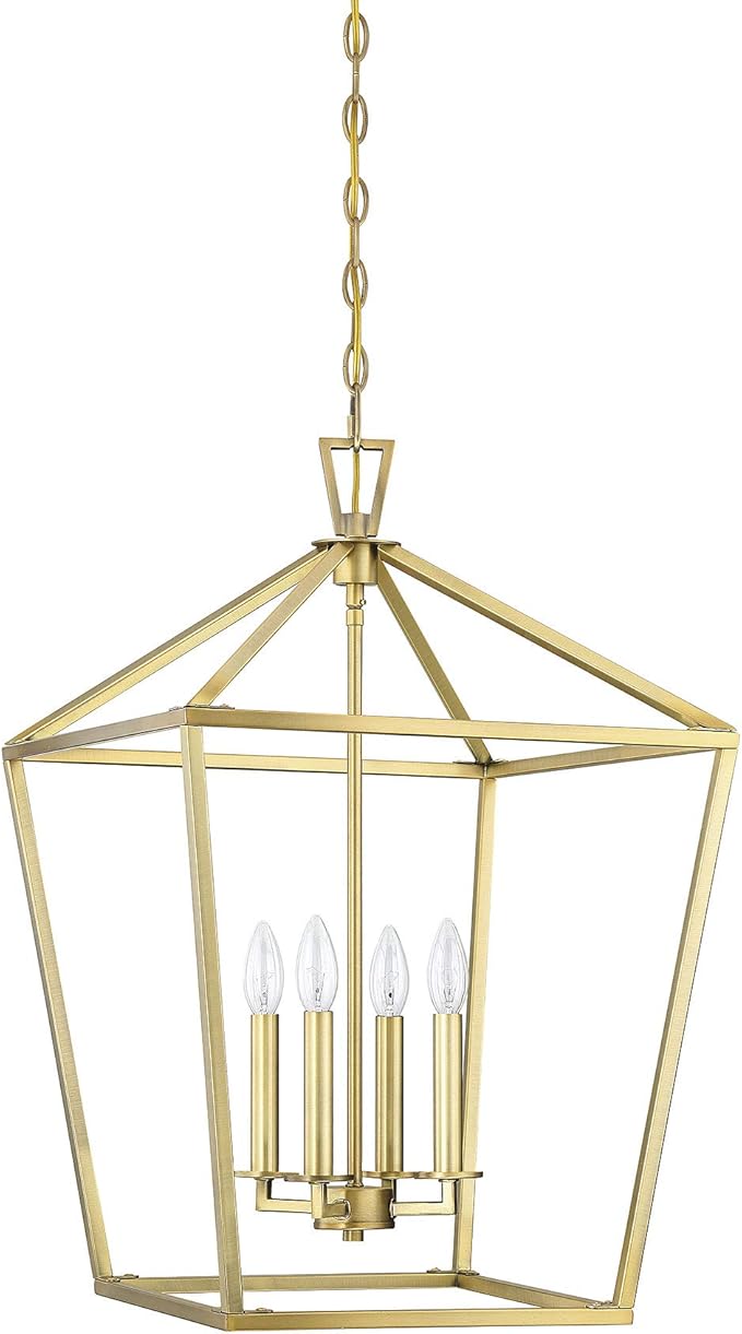 Savoy House 1-321-4-322 Townsend Traditional Open Frame Pendant Light Fixture, 4-Light 240 Total Watts, 26" H x 17" W, Warm Brass