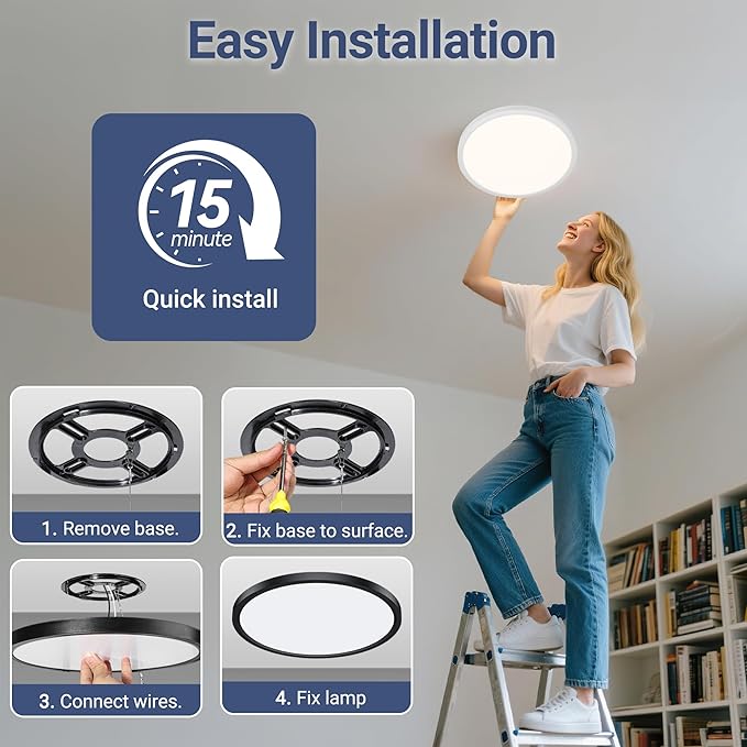 6 Pack 32W 3520LM Dimmable LED Flush Mount Ceiling Light, Ø15.8 Inch 5CCT Selectable (2700K-6500K), Slim Integrated Light Fixture for Kitchen Bedroom Laundry Hallway, White