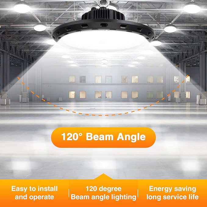 UFO LED High Bay Light 100W 15000lm 5000K (Eqv. to 400W HPS/MH), High Bay Led Lights for Shop Warehouse Factory