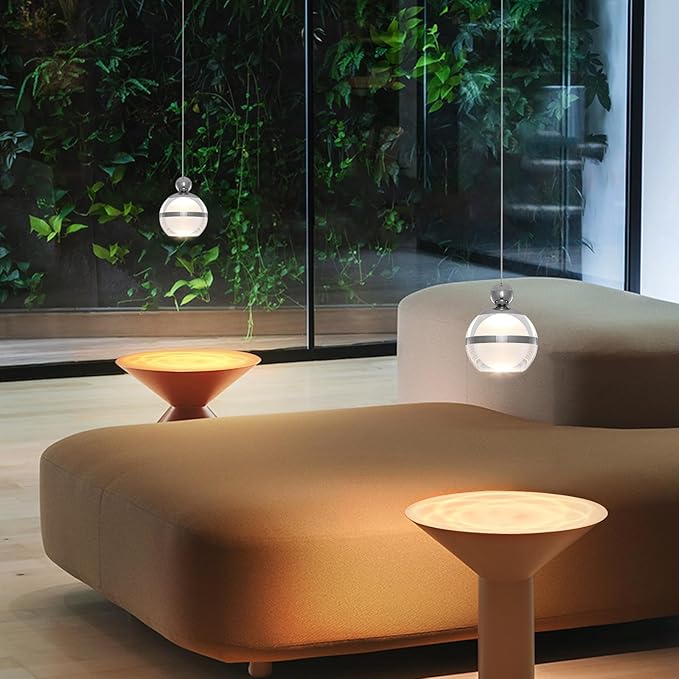 Modern Pendant Light Globe Hanging Pendant Lighting Chrome Small Chandelier Light Fixture for Kitchen Island Bedroom Dining Room Bar (1-Lights)