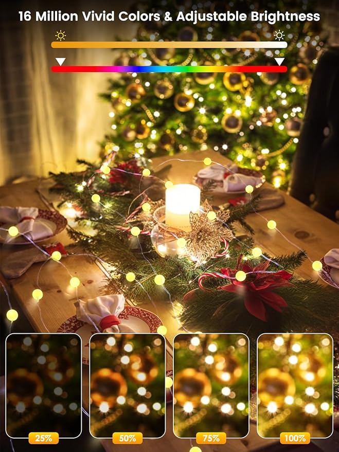 Smart Color Changing String Lights for Bedroom, 33FT 66LED App Control LED Globe Fairy Lights with Remote, Twinkle Light Indoor Outdoor for Girl's Room Party Classroom Decorations
