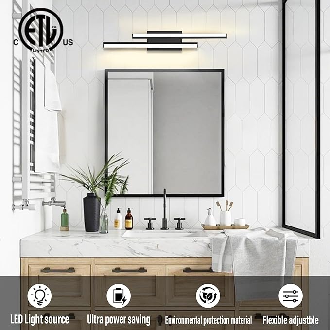 Retractable Bathroom Vanity Light 32 inch-Bathroom Light Fixtures,ETL Certificated2700K/3000K/4000K/5000K/5700K/5cct Optional,34W/2 Pack
