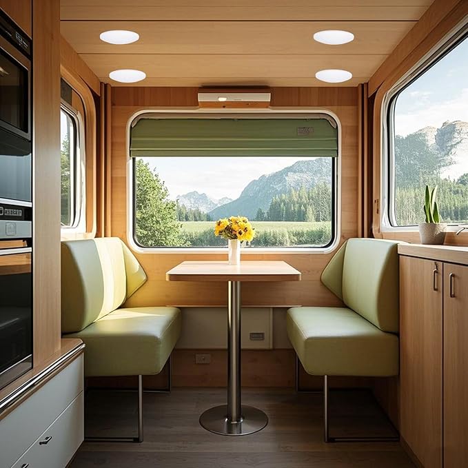 12V RV Interior LED Lights with Touch Switch, 4.5 Inch Ceiling Dome Puck Light, Low Profile RV Camper Trailer Boat Lighting, warm light (Pack 3)
