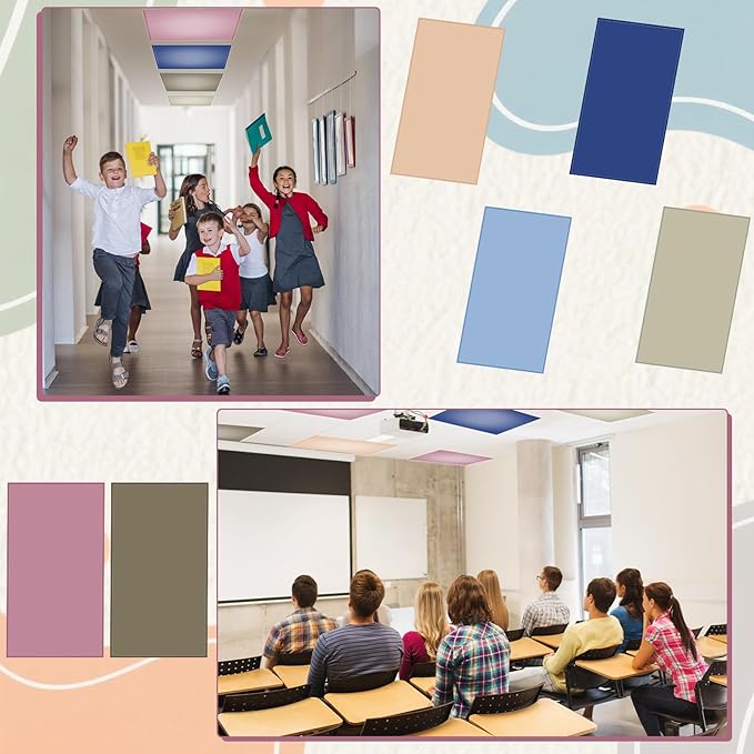 6 Pcs Fluorescent Light Covers 4 x 2 ft Magnetic Ceiling Light Covers Lights Filters for Classroom Office Home School(Boho Color)