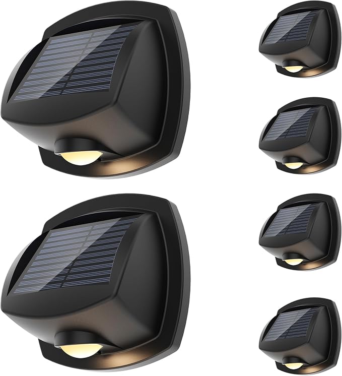 SOLPEX Solar Lights Outdoor Waterproof IP65, Solar Stair Lights Outdoor for Fence, Deck, Step, Dual Color LED 3 Lighting Modes House Wall Light for Porch, Backyard, Fence, Garden Decor-6 Pack
