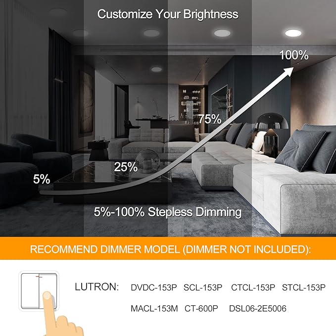 LZHOME 12 Pack 8 Inch LED Recessed Lighting with Junction Box Ultra-Thin, 3000K/4500K/6000K Selectable, 8" Dimmable Canless LED Downlight, 1800LM CRI80 High Brightness 5%-100% Recessed Light