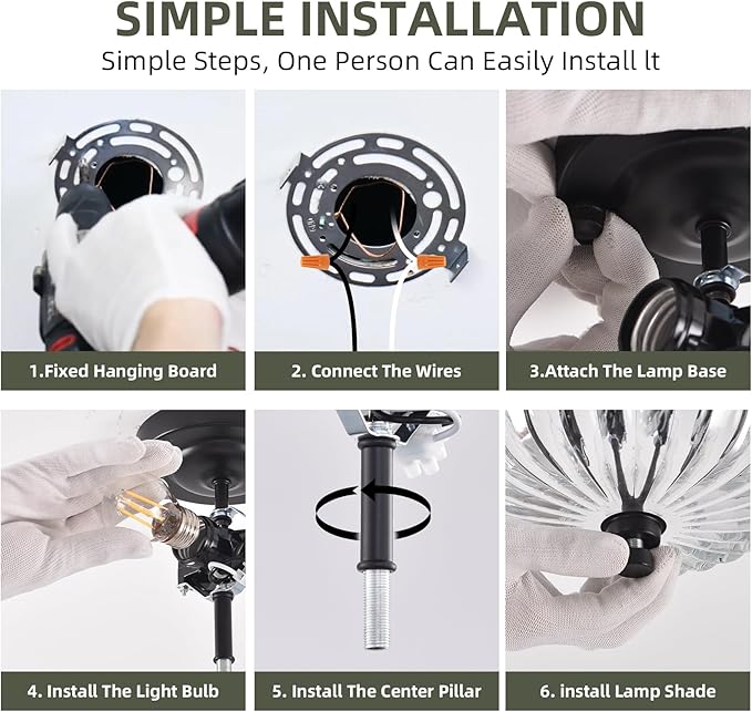 Semi Flush Mount Ceiling Light, 11.8 Inch Black Vintage Hallway Light Fixture with Transparent Glass, Close to Ceiling Light for Bedroom Kitchen Living Room Bathroom Foyer, E26 Base